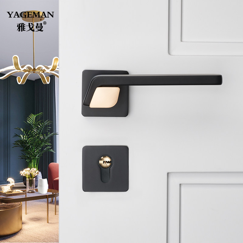 Bedroom Door Lock Indoor Grey Doorknob Handle Lock Mute Home Room Wooden Door Two-Style Magnetic Attraction Room Door Lock