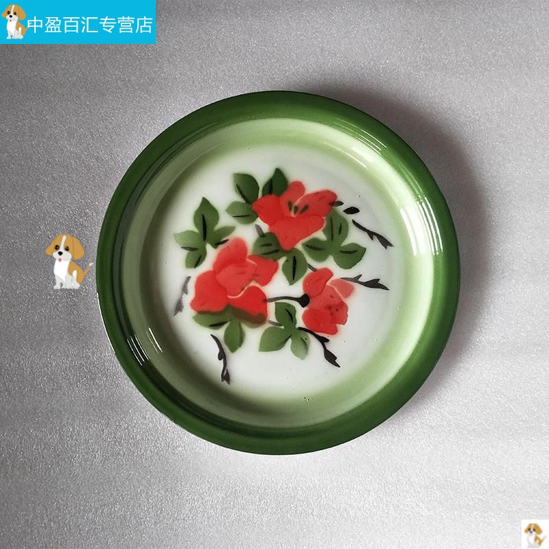 Circular tableware special enamel household tea tray was big chicken nostalgic tray was metallic iron plate of old porcelain products