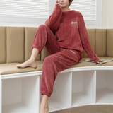 Зимние коралловые бархатные штаны, комплект, пижама, свободный крой