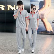 Summer new men and women couples leisure sports running suit group clothes staff clothes can be customized