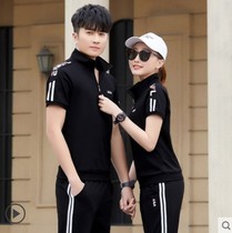 Official flagship store 2021 summer new short sleeve sports set leisure morning running fitness slim couples