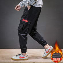 裤子男士韩版潮流秋冬季运动裤加绒