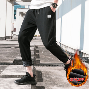 秋冬新款运动裤男裤黑色加绒加厚宽松