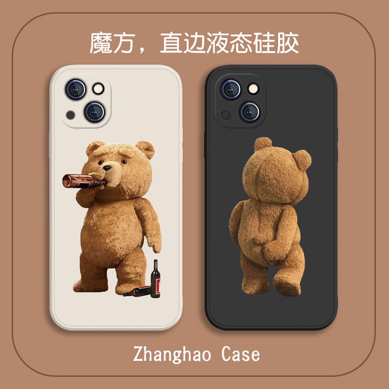 Cute Bear ins Style Apple 14 Phone Case iPhone 13 Pro Max New Model XS Max Teddy Bear Se Compatible 11 Funny 12 Mini Couple 8 Plus Silicone Xr Case iPhone 15 Female Model 16