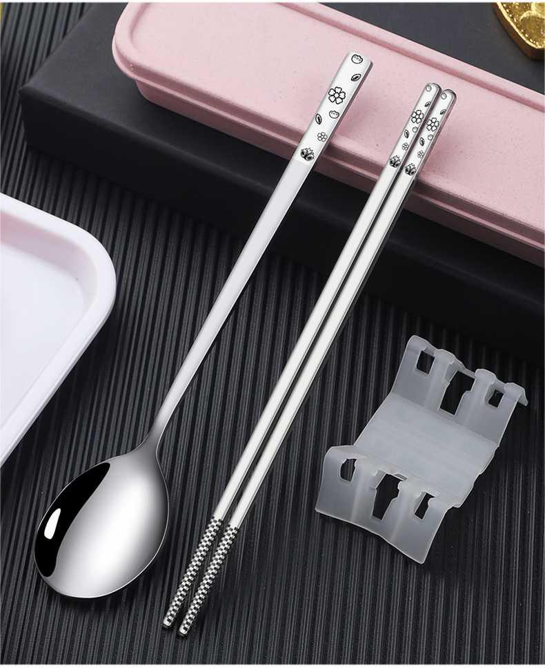 Portable chopsticks spoons three - piece suit adult tableware stainless steel fork express single students receive a case