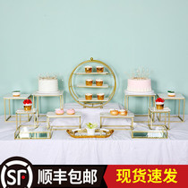 Golden dessert table ornaments display rack set European creative cake dessert buffet cold meal tea break setting table