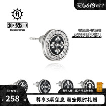 22 years new] ROCKRIDE white zircons stone cross flower earbuds pure silver mens small crowdsourced design sensation female tide