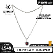 22 years new] ROCKRIDE Devil Hearts Necklace Pure Silver Red Pomegranate Stone Mens Little Crowdwomen Design Sensation