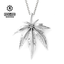 (Official) ROCKRIDE maple leaf pendant 925 sterling silver men necklace personality tide