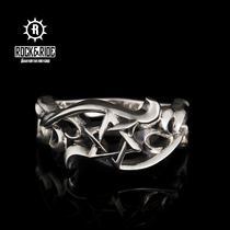 (Official) American ROCKRIDE free Thorn six-star ring 925 sterling silver male