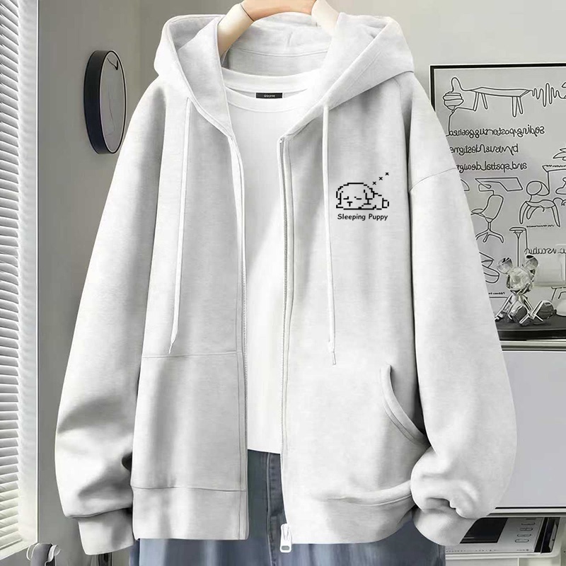 Nasa Autumn and Winter Korean Style Versatile Sleepy Puppy Hooded Cardigan Trendy ins Youth Loose Zipper Jacket Nasa Autumn and Winter Korean Style Versatile Sleepy Puppy Hooded Cardigan Trendy ins Youth Loose Zipper Jacket
