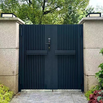 简约铁艺庭院大门铝合金双面别墅门不锈钢户外乡村花园院子门定制