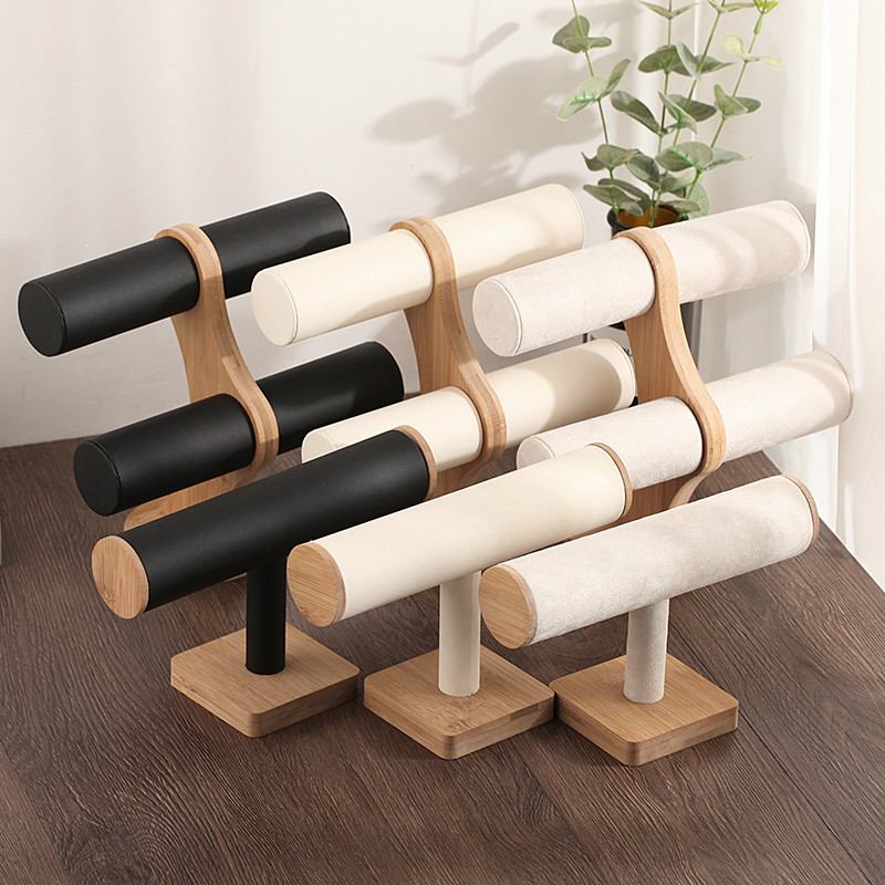 Bianya bamboo and wood bracelet display stand jewelry watch hand storage rack jewelry bracelet jewelry hair ring display props