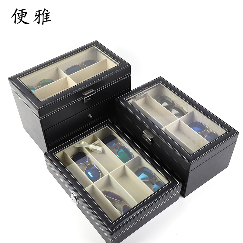 Benya large leather sunroof multi-check glasses storage box three layers 18 grid sunglasses sunglasses display box glasses collection