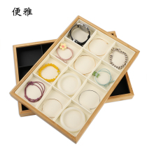 Elegant bamboo and wood 12 lattice display trays bracelet bracelet containing disc text Playing Plaid Counter to display Jewelry Jewellery Pan