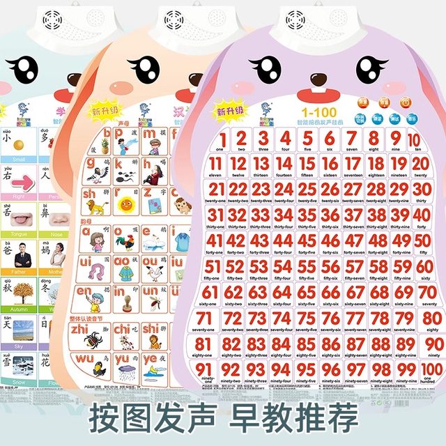 Children's numbers 1 to 100 audio early education stand chart for children's pinyin cognition card literacy baby digital board teaching aid