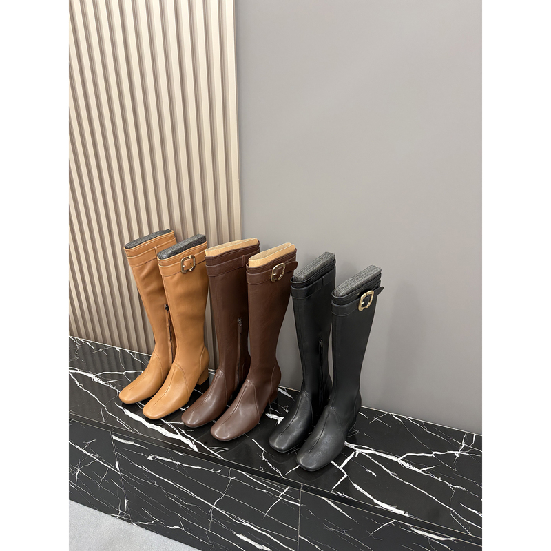 Xiaopi/Imported Sheepskin Jang Won-Young Style High Heel Long Boots Women's Belt Buckle Long Boots Riding Boots Xiaopi/Imported Sheepskin Jang Won-Young Style High Heel Long Boots Women's Belt Buckle Long Boots Riding Boots