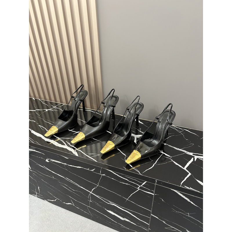 Xiaopi/High-End Sheepskin, Differentiated from the Market Version, Patent Leather Pointed Toe Closed-Toe Sandals for Women, Sexy Shoes with Thin Heels