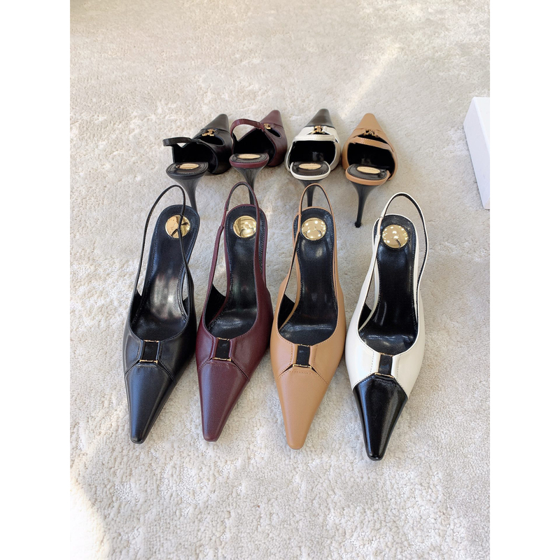 Xiaopi/High-End Sheepskin Pointed Toe Stiletto High-Heeled Sandals for Women with Metal Buckle, Elegant and Mature Style High Heels