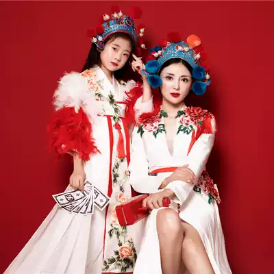 Photo studio maternity dress national tide parent-child photography costume mother and daughter country tide parent-child dress photo national tide dress tiara suit