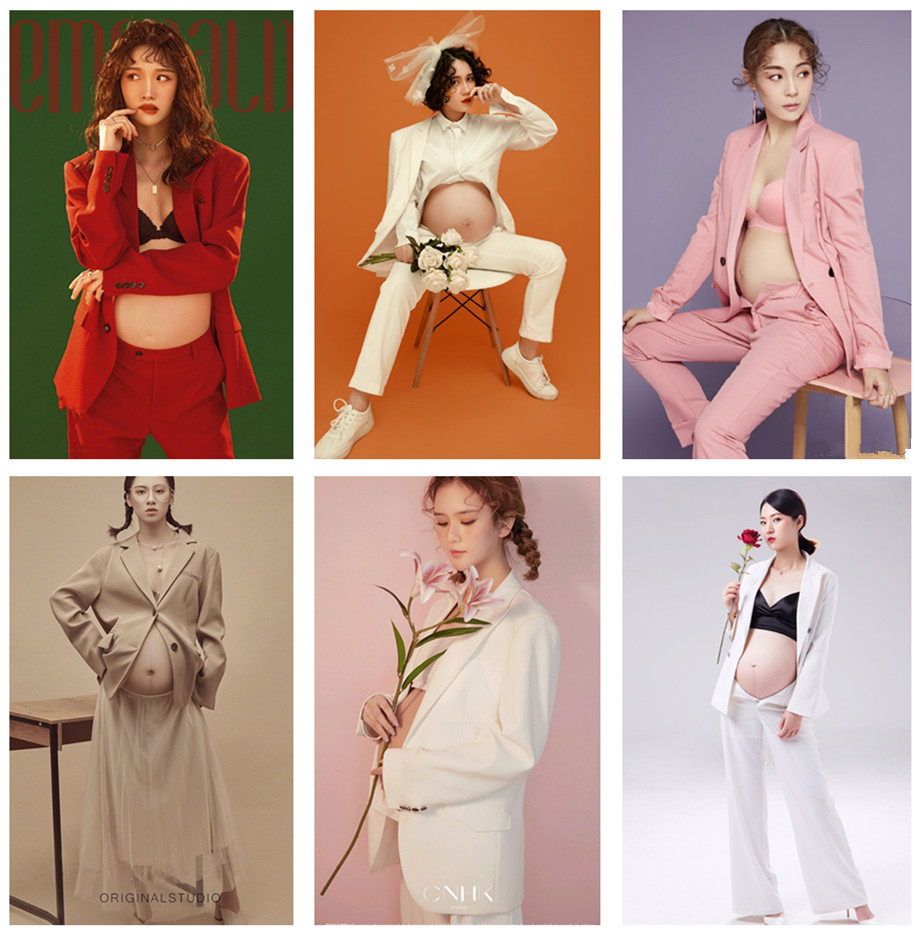 2020 new maternity photo studio photography Hong Kong style simple suit magazine cover photo pregnant mommy photo clothing