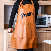 Apron Home Kitchen Waterproof greaseproof workwear male and female leather Tai Wai waist Han version Fashion high-end cooking hood clothing