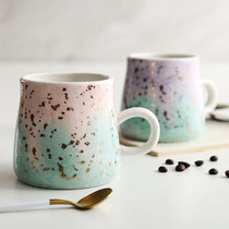 Creative watercolor ceramic mug couple drinking cup office coffee cup home personality trend breakfast cup