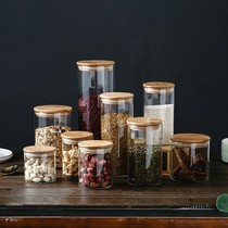 Sealed jar glass bottle transparent small tea jar with lid household kitchen food Miscellaneous grain storage box storage tank