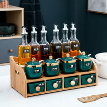 Kitchen salt sugar seasoning box combination set household ceramic seasoning jar oil bottle Nordic light luxury condiment storage box