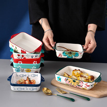 Hand Painted Ceramic Cheeses Baking Trays Toaster Oven With Baking Bowls Baking Home Dishes Creative Nemesis Red Dishes