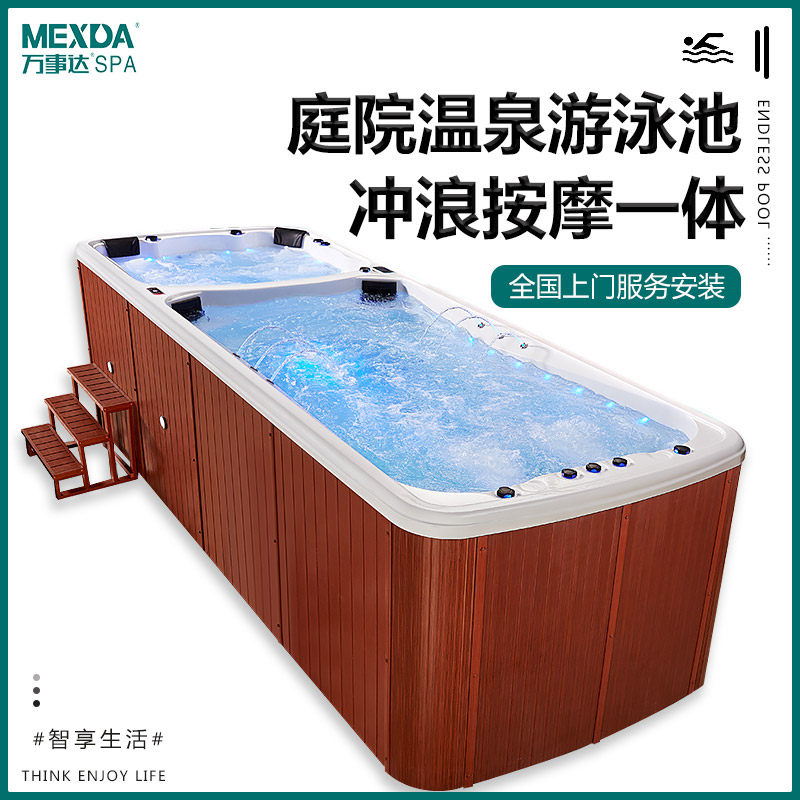 The villa's private outdoor swimming pool can not swim while surfing the infinity pool large indoor and outdoor swimming machine constant temperature