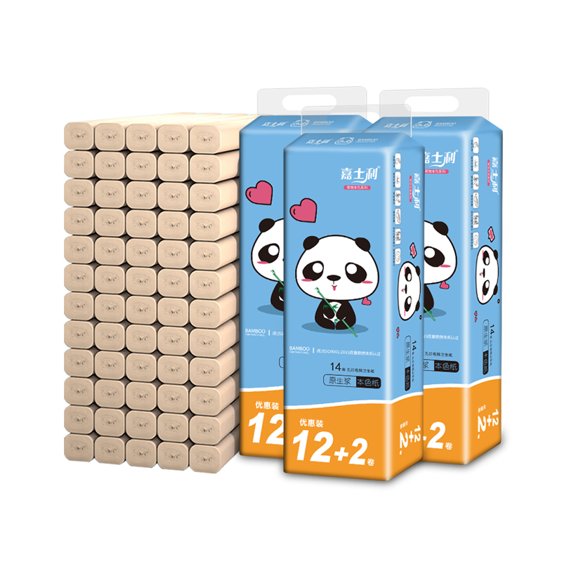 4层【嘉士利】竹浆本色卷纸3提共42卷