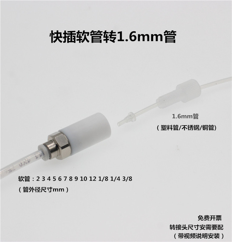 Capillary Tube Adapter 1/16 1.6 2 3.2 Quick-Connect Adapter Large Tube to Small Tube 8 to 1.6 Capillary Tube Adapter 1/16 1.6 2 3.2 Quick-Connect Adapter Large Tube to Small Tube 8 to 1.6