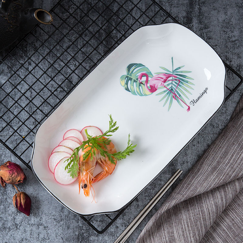 Jingdezhen ceramic fish dish creative household Nordic contracted large rectangular fish dish of steamed fish dish network red tableware