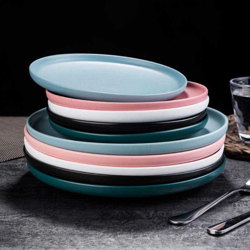 Chinese network red Nordic dessert plate salad dinner plate ceramic SaPan steak dish plates ins wind