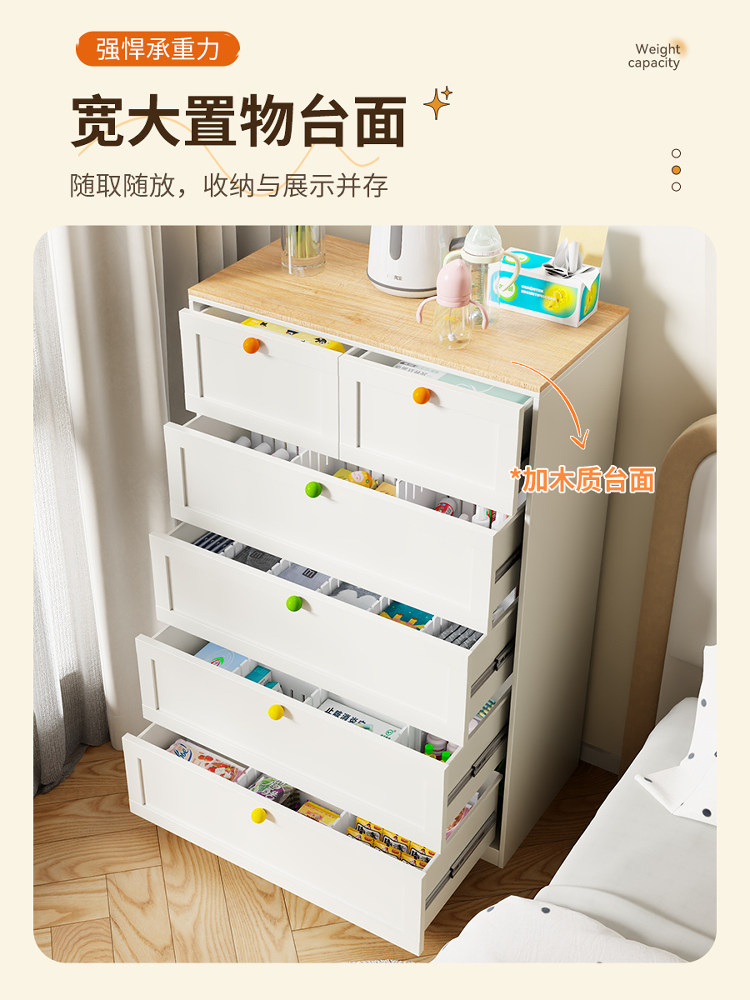 Polimei Home-Use Wrought Iron Five-Drawer Cabinet, Bedroom Bedside Floor-Standing Storage Cabinet, Living Room Large-Capacity Multi-Drawer Storage Cabinet