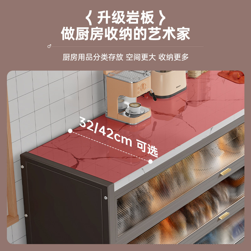 Slate Kitchen Storage Rack, Floor-Standing, Multi-Layer, Dust-Proof, Multi-Functional, Microwave Oven, Sideboard, Storage Cabinet, Cupboard