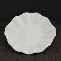 Ceramic for Buddhist fruit tray Candy Tray White Wordless Lotus Leaf for the Buddha Hall Tray Guanyin Flat Bottomless Fruit Dish Without Feet