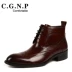 Xu hướng cao cấp Giày bốt nam Brock Martin phiên bản Châu Âu giày da nam công sở giày da cao cổ giày bốt da nam ankle boots - Giay cao Giay cao