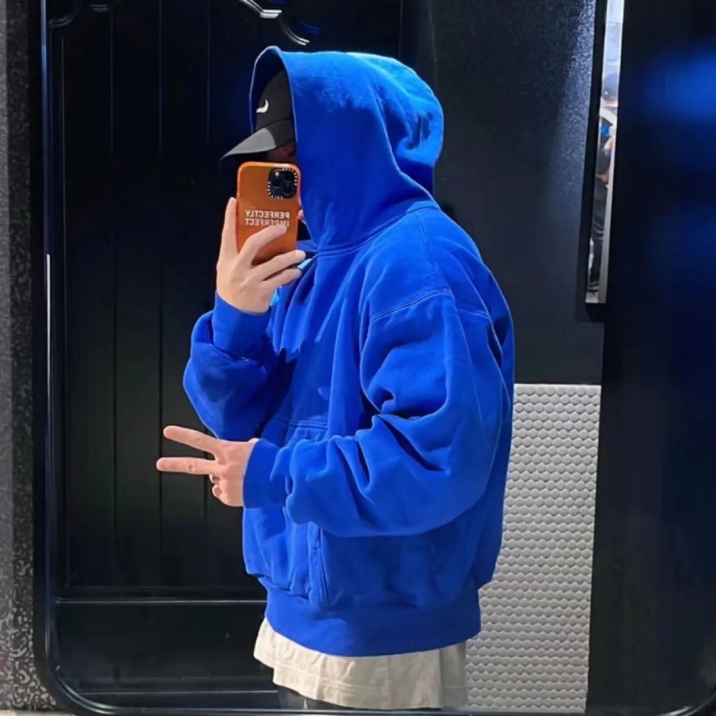 Yeezy Season6 Kanye Collaboration Sweatshirt Klein Blue Heavyweight Solid Color High Street Unisex Hoodie Yeezy Season6 Kanye Collaboration Sweatshirt Klein Blue Heavyweight Solid Color High Street Unisex Hoodie