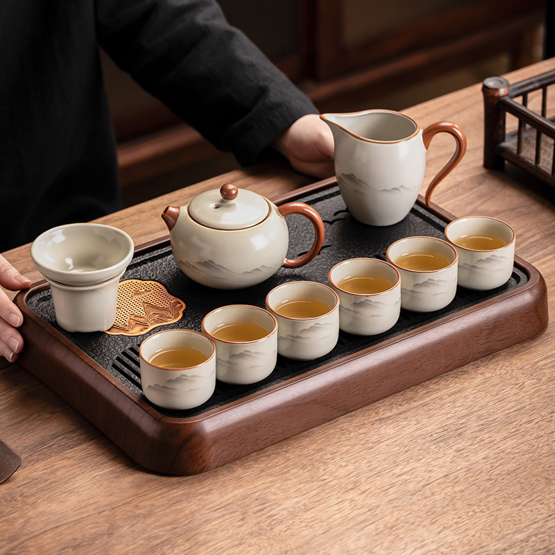 2026 новый чайный сервиз Ru Kiln Kung Fu, бытовой высококачественный легкий роскошный керамический чайник, чайная чашка, офисный чай