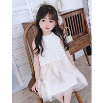 Girl Princess Dress Fluffy Dress Polo Dress 2022 Summer Dress New White Yarn Dress Child Sleeveless Vest Skirt