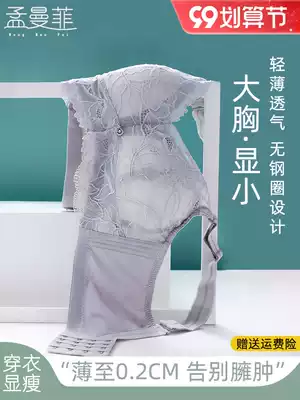 Underwear women's thin chest display small text bra gathering chest anti-sagging adjustment type collection large size without steel ring
