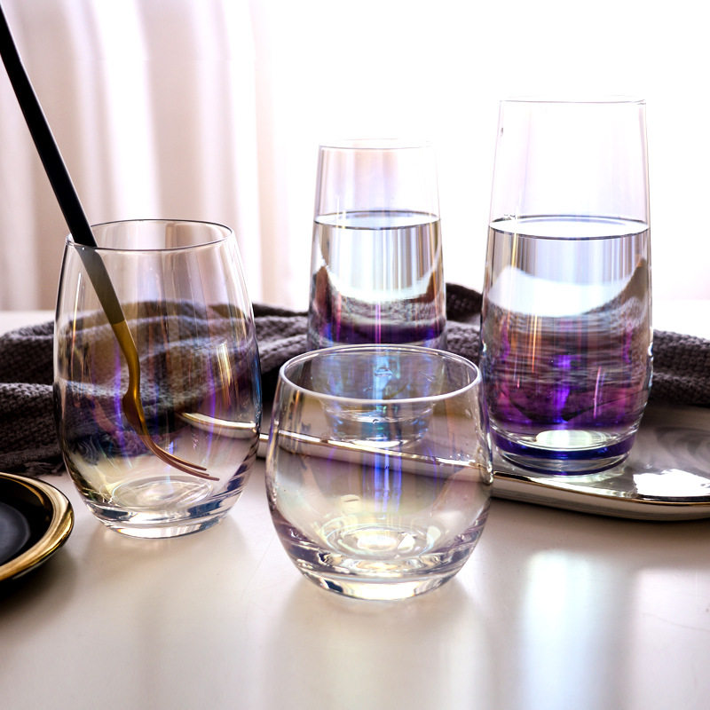 Phantom Dins Net Red Wind Seven Colorful Glass Cups Ionic Plated Egg Cups Glass Glazed Transparent Egg Cups Dessert Cups