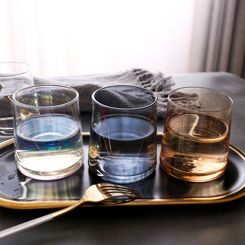 Glass cup Japanese handmade colorful household whisky cup thick bottom juice cup creative cup