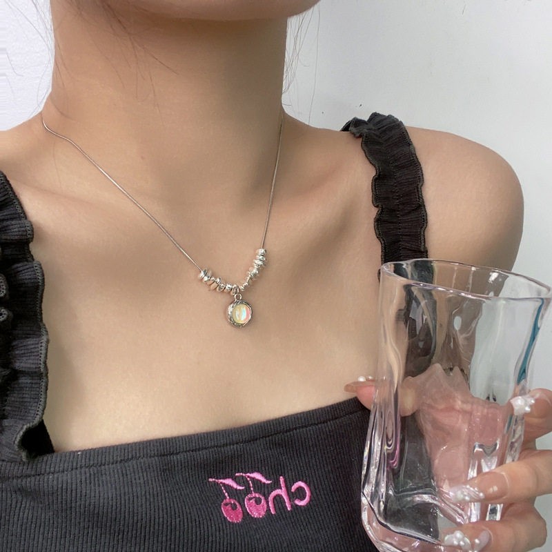 srrmhyn clear cold temperament dreamy silver necklace female small crowddesign light lavish with advanced senses fashion 100 hitch-Taobao