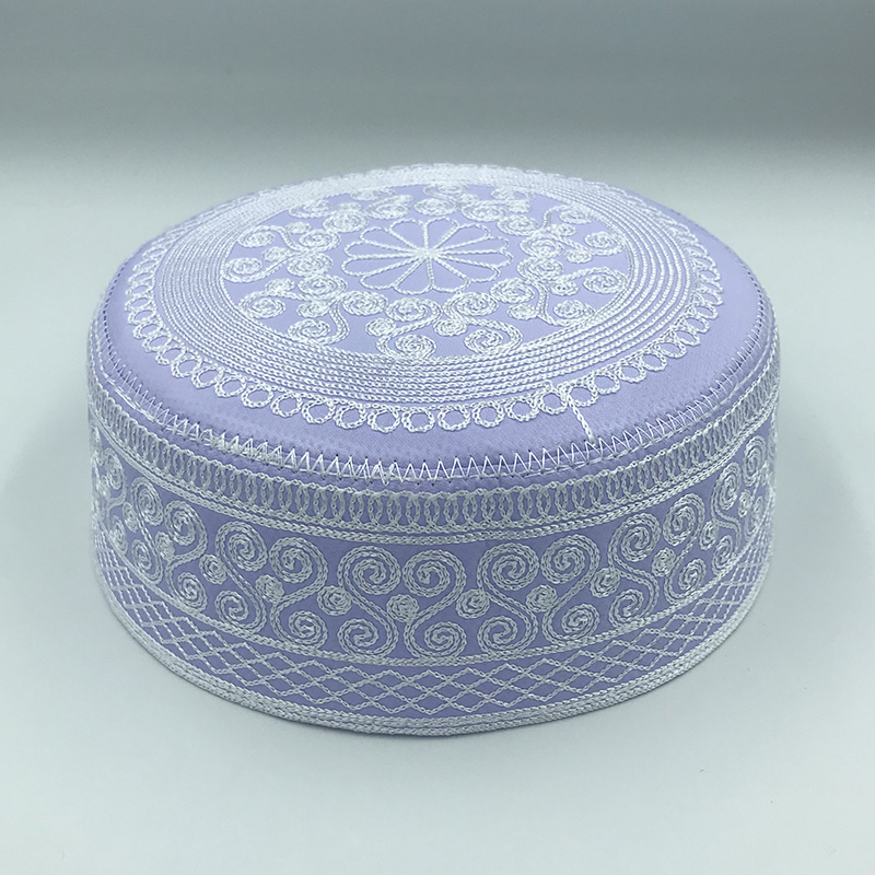 Worship hat shallow hat white hat men's new ethnic style flat top embroidery Northwest Saudi Arabia Hui Hui hat