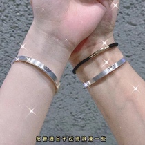Hong Kong is giving birth to the silver s999 Korean version of the fashion Twin Delight Couples Calligraphy Bracelet Girlfriend student 100 hitch a little crowdsourced design