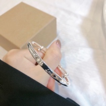 Hong Kong is born pure silver s999 small crowddesign Korean version lukewarm scenery laser lettering bracelet womens fashion 100 hitch