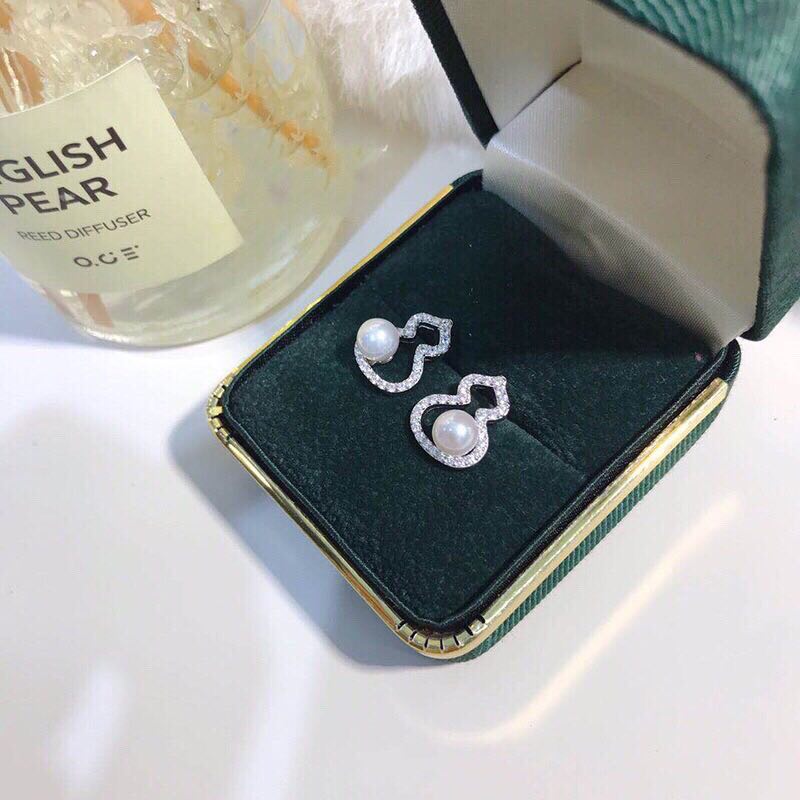 Hong Kong Positive Pure Silver s925 New Pint Tide Fashion Gourd Earrings Earrings Female Tennis Red Temperament 100 hitch a little crowdsourced design